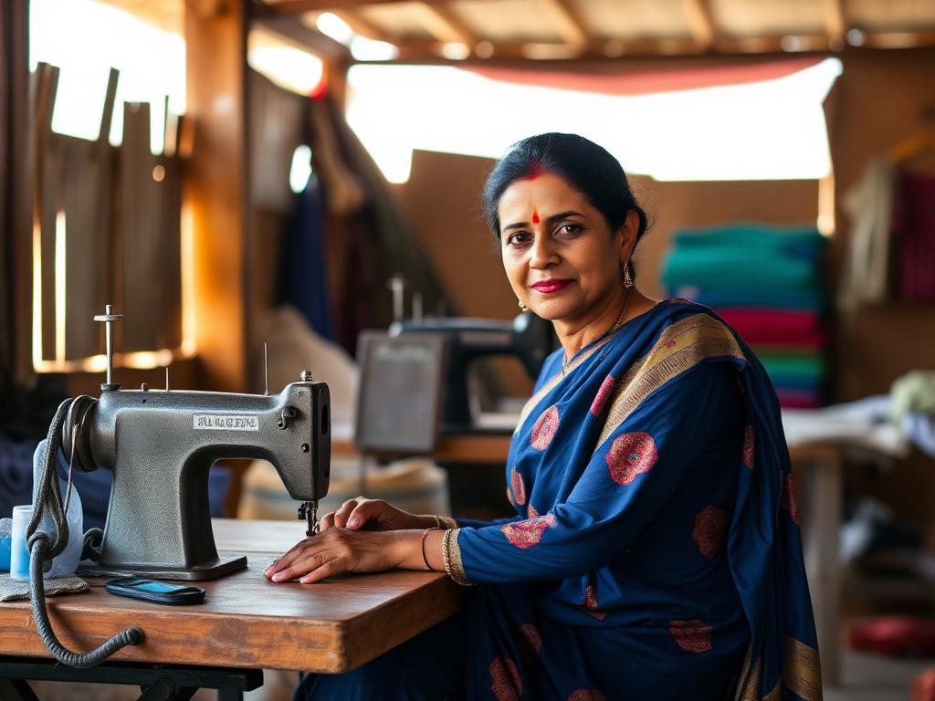 A rescued woman learning tailoring for livelihood at the Karunai Ullangal Trust women's rescue centre in Tamil Nadu